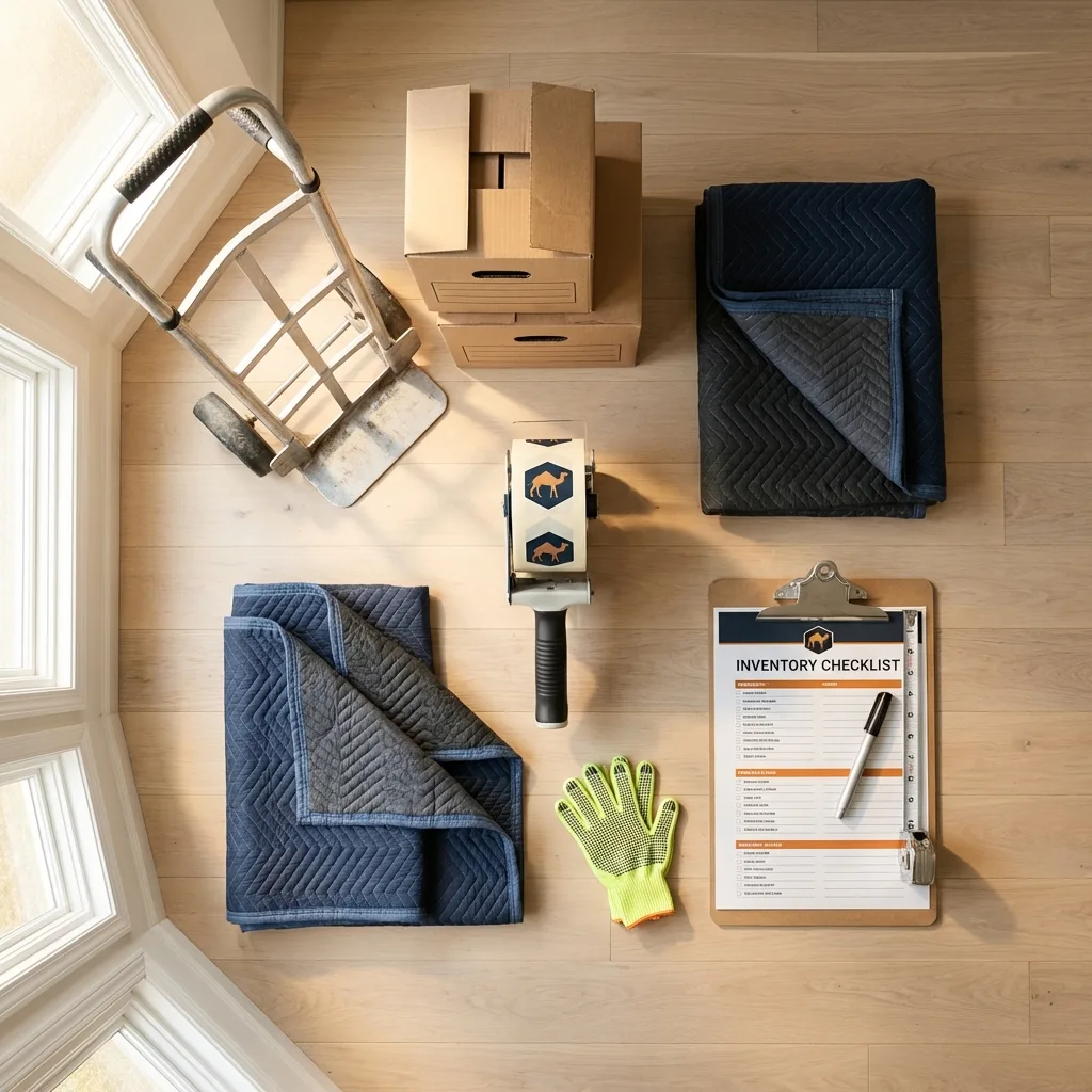 Professional moving supplies and packing materials layout for Folly Beach residential relocations